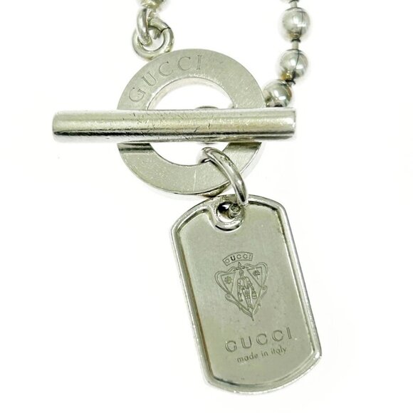 GUCCI Dog Tags Ball Chain Toggle Bracelet 6.3" Silver 925 Auth w/Box #97526 - Picture 3 of 8